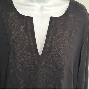 H&M BB Women’s 14 Black Embroidered Tunic Top Peasant‎ Hippie Boho Whimsigoth